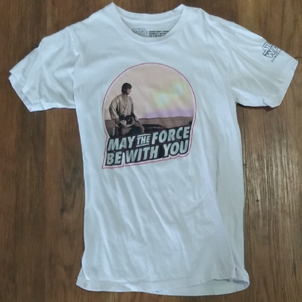 Star Wars Luke Skywalker White Graphic T-Shirt Disney Force For Change Small